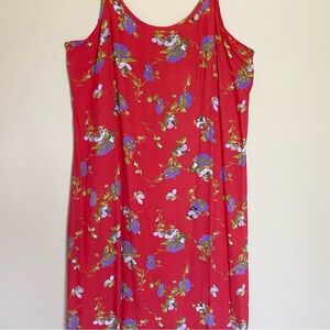 Vtg Dress Spaghetti Strap Slip Orange Floral Rayon Plus 2X Midi Date Night Party